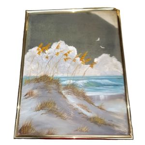 Original Signed Vintage painting Beach Seagull